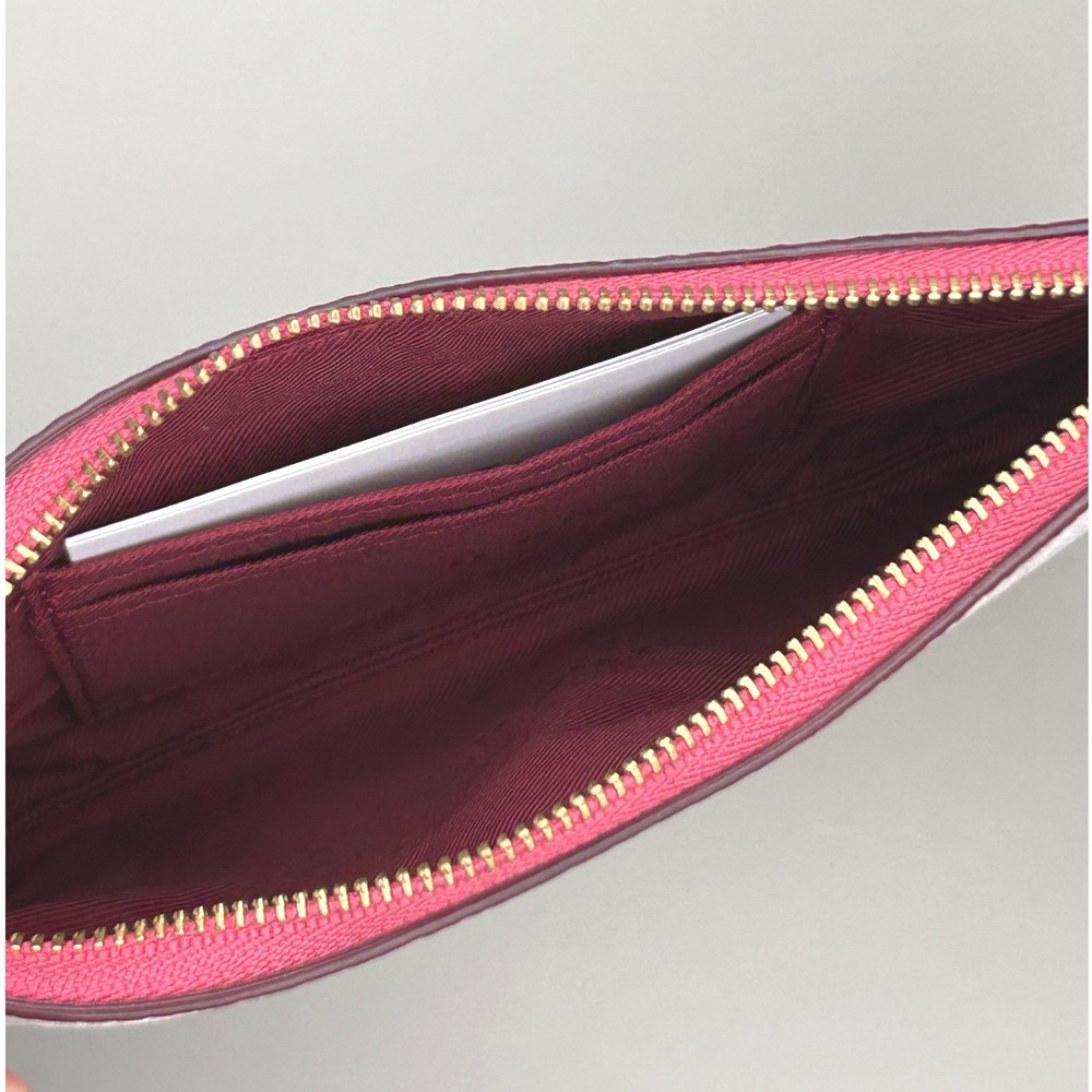 Coach Large Wristlet Signature Canvas Chalk Confetti Pink 3050 Brass Hardware - Picture 8 of 14